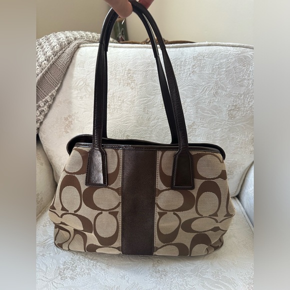 COACH Monogram Canvas Tote Handbag With Kiss Locket - Picture 3 of 9